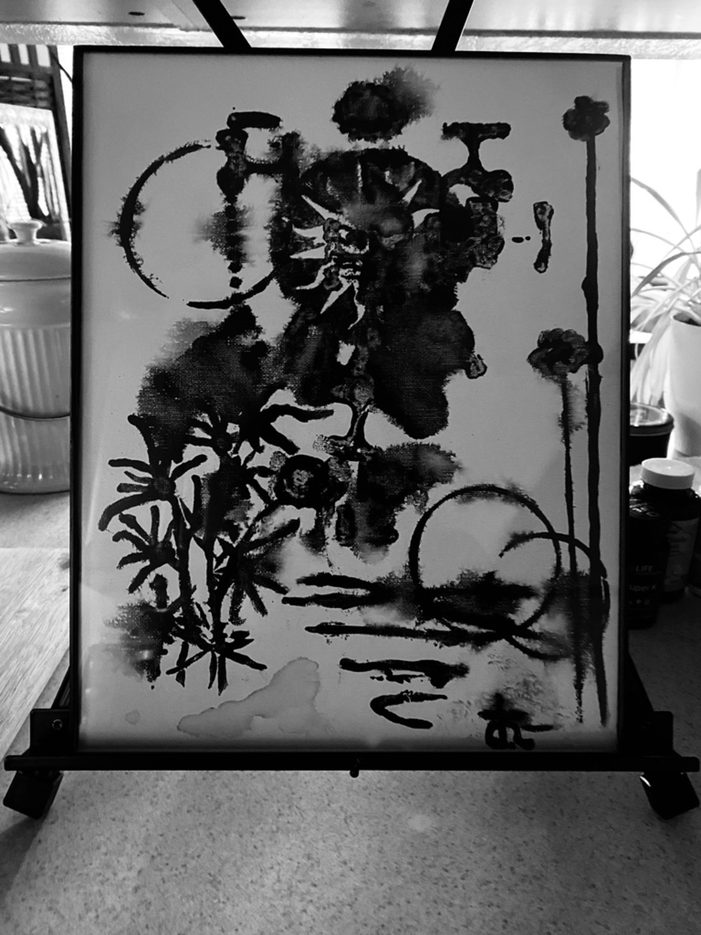 Fashion design Wall Art Abstract Black & White art print Framed signed & dated - Picture 2 of 6